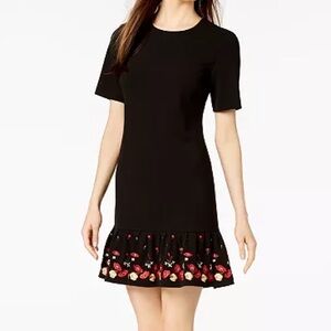 Calvin Klein
Black Colorful Embroidered Flounce Dress